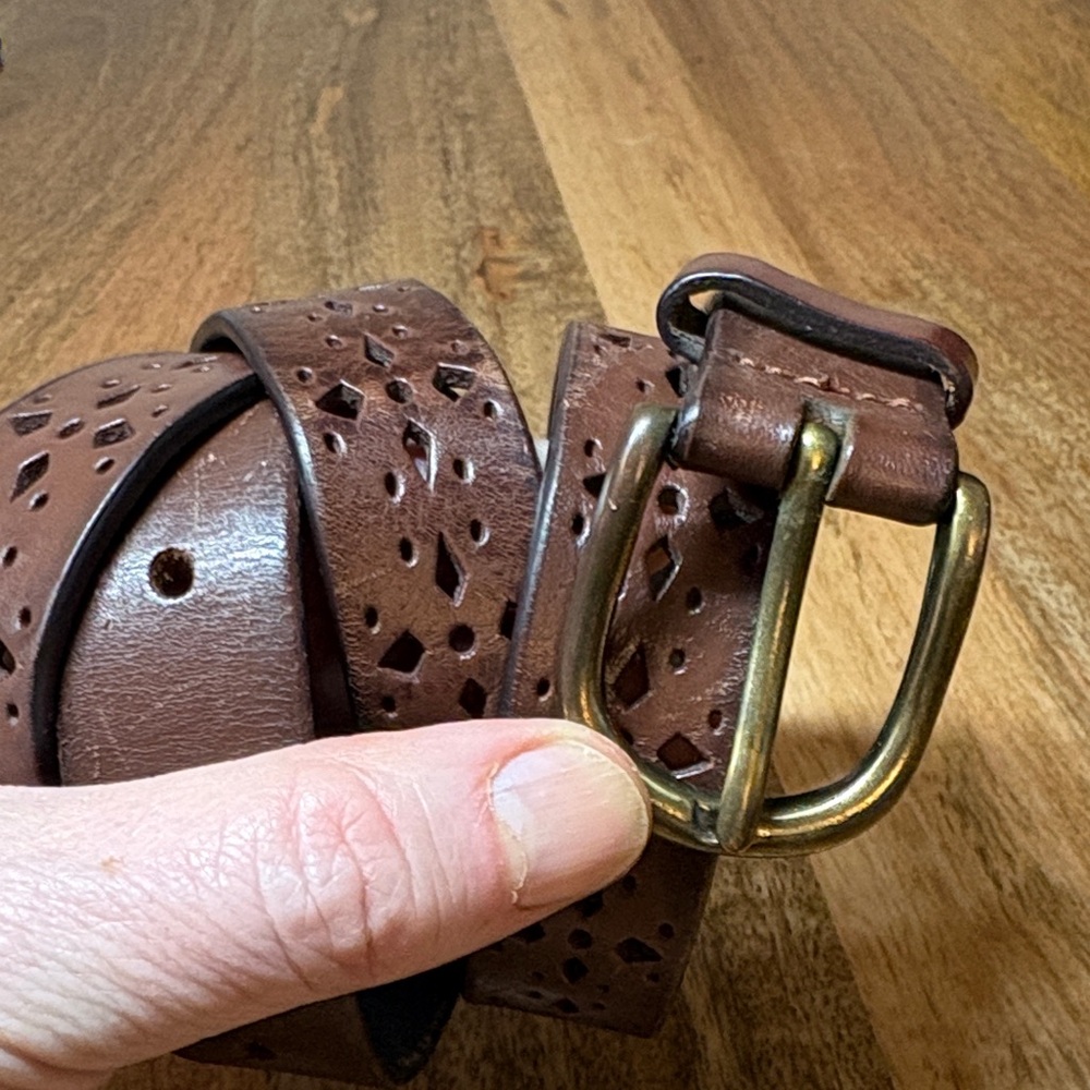 Unbranded Brown Leather Perforated Belt